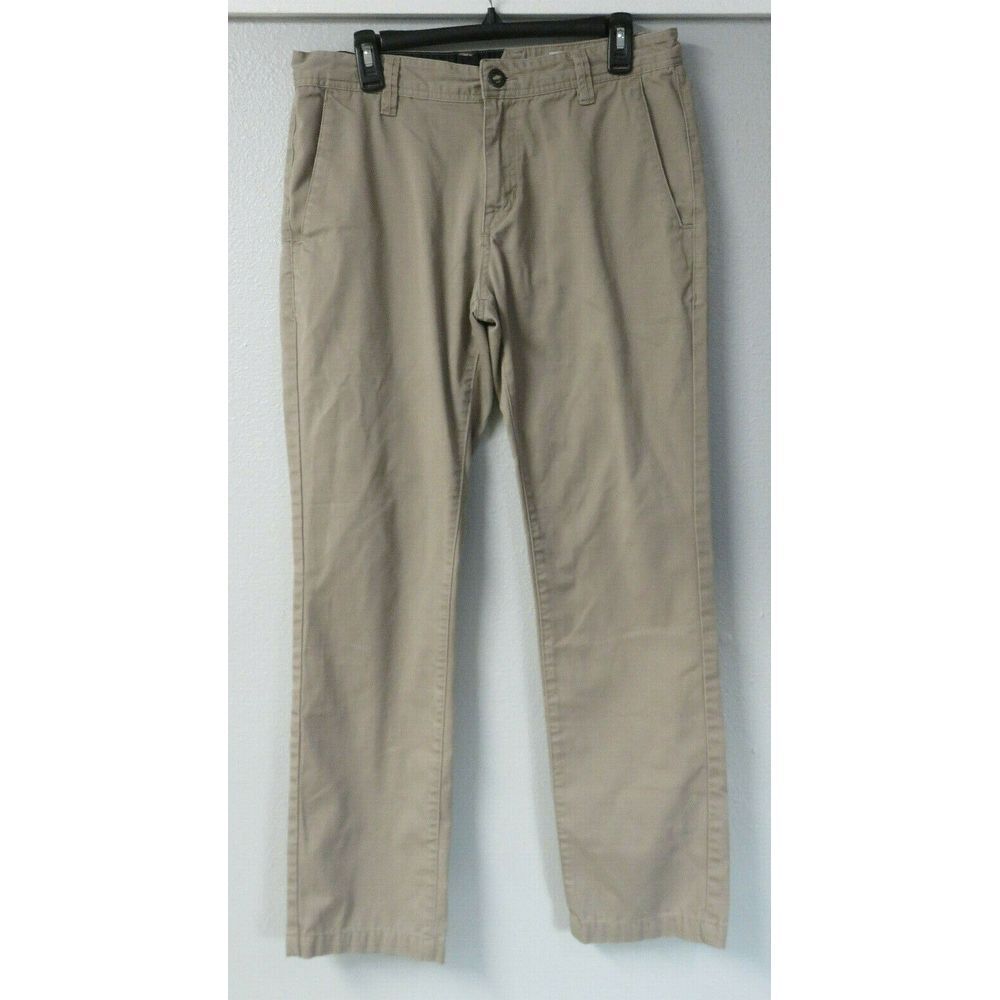 Volcom Mens Khaki Chino Pants‎ Size 32 Casual Cotton Flat Front Corpo Class